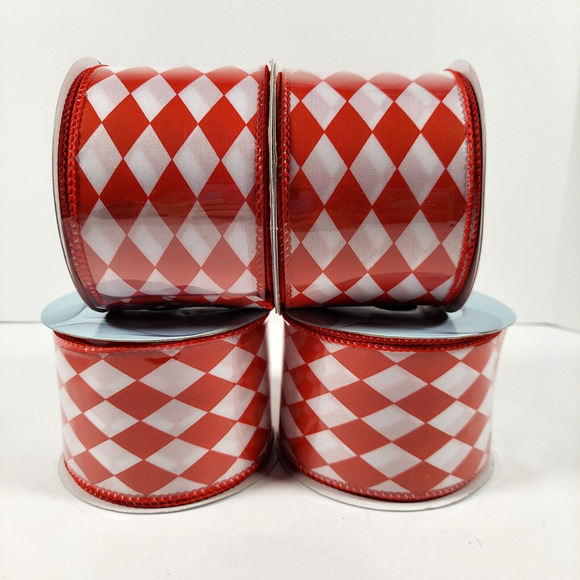 40 Yards Wire Edged Ribbon 2.5" Wide Red Christmas Expressions 10 Yrds x 4 Lot - Picture 1 of 5